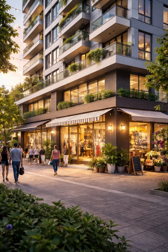 lojas em prédio residencial