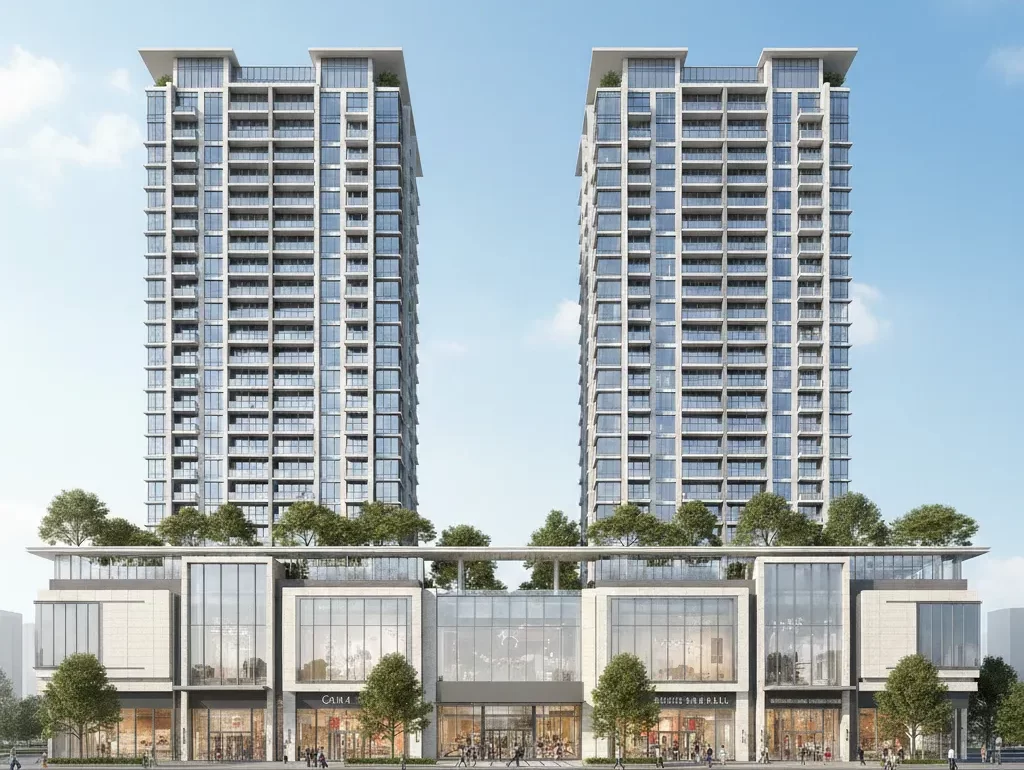 predios residenciais acima de centros comerciais